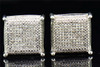 Mens Ladies .925 Sterling Silver Diamond Studs 3-D Block Pave Earrings 0.25 Ct