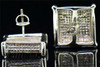 Mens Ladies .925 Sterling Silver Diamond Studs 3-D Block Pave Earrings 0.25 Ct