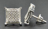 Diamond Studs Sterling Silver White Finish 4 Prong 3D Square Earrings 0.33 Ct.