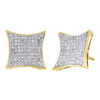 10K Yellow Gold Genuine Diamond Kite Studs Pave Set 13.15mm Earrings 0.50 Ct.