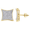 10K Yellow Gold Genuine Diamond Kite Studs Pave Set 13.15mm Earrings 0.50 Ct.