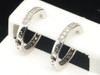 Diamond Hoops Ladies 10K White Gold Round Cut Pave Huggie Earrings 0.49 Tcw.