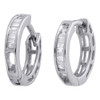 .925 Sterling Silver Baguette Diamond Hoops 0.45" Long Ladies Earrings 0.15 Ct.