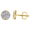 10K Yellow Gold Round Disc Pave Genuine Diamond Circle Stud Earrings 8mm 0.10 Ct