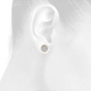 10K Yellow Gold Round Disc Pave Genuine Diamond Circle Stud Earrings 8mm 0.10 Ct