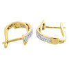 Diamond Hoop Earrings Ladies 10k Yellow Gold Round Pave Huggies 0.17 Tcw.