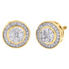 10K Yellow Gold Real Diamond Studs 10mm Circle Halo Frame Pave Earring 0.50 CT.