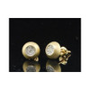 Diamond Domed Brushed Finish Earrings 10K Yellow Gold Round Pave Studs 1/4 Tcw.