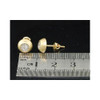 Diamond Domed Brushed Finish Earrings 10K Yellow Gold Round Pave Studs 1/4 Tcw.