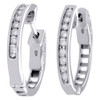 10k White Gold Genuine Diamond One Row Channel Set Huggie Hoop Earrings 1/4 CT.