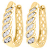 10K Yellow Gold Diamond Twisted Hoops Ladies Oval Braided Earrings 1.10" 1.50 CT