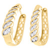 10K Yellow Gold Diamond Twisted Hoops Ladies Oval Braided Earrings 1.10" 1.50 CT