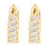 10K Yellow Gold Diamond Twisted Hoops Ladies Oval Braided Earrings 1.10" 1.50 CT