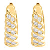 10K Yellow Gold Diamond Twisted Hoops Ladies Oval Braided Earrings 0.95" 1 CT