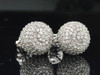 Diamond 3D Domed Earrings 10K White Gold Round Pave Studs 1.20 Tcw.