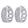 10K White Gold Genuine Round Diamond Pave Hoop Huggie Small MJ Earrings 0.27 ct.