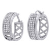 10K White Gold Genuine Round Diamond Pave Hoop Huggie Small MJ Earrings 0.27 ct.