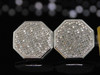 10K White Gold Round Diamond Octagon Shape Stud 13mm Mens Pave Earrings 0.95 CT.