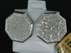 10K White Gold Round Diamond Octagon Shape Stud 13mm Mens Pave Earrings 0.95 CT.