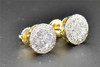 10K Yellow Gold Genuine Diamond Stud Round Cut 8mm Circle Earrings 1/2 CT.