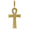 10K Yellow Gold Canary Diamond Egyptian Ankh Cross Pendant 2" Pave Charm 0.45 CT.