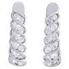 10K White Gold Daimond Twisted Hoops Ladies Oval Braided Earrings 0.95" 1 CT