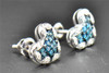 0.25 CT Blue Diamond Studs Heart Love Shape 10K White Gold Designer Earrings