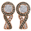 Brown Diamond Solitaire Earrings Ladies 10K Rose Gold Round Cut Huggies .40 Tcw.