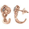 Brown Diamond Solitaire Earrings Ladies 10K Rose Gold Round Cut Huggies .40 Tcw.