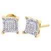 Diamond Double Halo Earrings Sterling Silver Yellow Finish 7.75mm Studs 0.15 CT.
