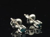 Blue Diamond Solitaire Studs 10K White Gold Round Cut Earrings 0.24 Tcw.