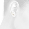 10K Yellow Gold Diamond Ear Climbers Leaf Design Earrings 1" Long 0.20 CT.