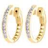 10K Yellow Gold Channel Set Diamond Hoops Ladies Round Earrings 0.75" 0.25 CT.