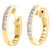 10K Yellow Gold Channel Set Diamond Hoops Ladies Round Earrings 0.75" 0.25 CT.