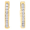 10K Yellow Gold Channel Set Diamond Hoops Ladies Round Earrings 0.75" 0.25 CT.