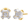 10K Yellow Gold Diamond Criss Cross 3D Square Frame Earrings Pave Studs 1/4 CT.