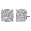 10K White Gold Real Round Diamond Concave Studs 4 Prong Pave Earrings 0.71 Ct.