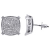 10K White Gold Real Round Diamond Concave Studs 4 Prong Pave Earrings 0.71 Ct.