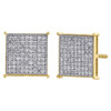 10K Yellow Gold Genuine Diamond Square Studs 11.45mm 4 Prong Earrings 0.50 Ct.