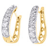 10K Yellow Gold Genuine Diamond Huggies Ladies Oval Hoop Earrings 0.80" 1 CT.