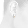 10K Yellow Gold Genuine Diamond Huggies Ladies Oval Hoop Earrings 0.80" 1 CT.