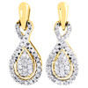 Diamond Infinity Loop Earrings 10K Yellow Gold Round Ladies Danglers 1/3 Ct.