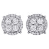 10K White Gold Diamond Circle Studs Cluster 9.60mm 4 Prong Earrings 1 Ct.