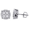 10K White Gold Diamond Circle Studs Cluster 9.60mm 4 Prong Earrings 1 Ct.