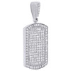 10K White Gold Genuine Round Diamond Dog Tag Pendant 1.60" Mens Pave Charm 2 ct.