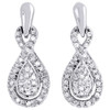 Diamond Infinity Loop Earrings 10K White Gold Round Ladies Danglers 1/3 Ct.