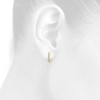 10K Yellow Gold Diamond Hoops Braided Waved Hinged 4.35mm Earrings 1/5 CT.