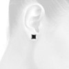 10K White Gold Solitaire Black Princess Diamond Studs 4 Prong Earrings 3 Ct.