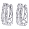 10K White Gold Baguette Diamond Huggie Ladies Oval Hoop Earrings 0.65" 0.50 CT.