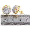 10K Yellow Gold Real Diamond 3D Round Dome Studs 8.50mm Pave Set Earring 1.45 CT